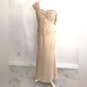 Elegant Tan One-Shoulder Dress
